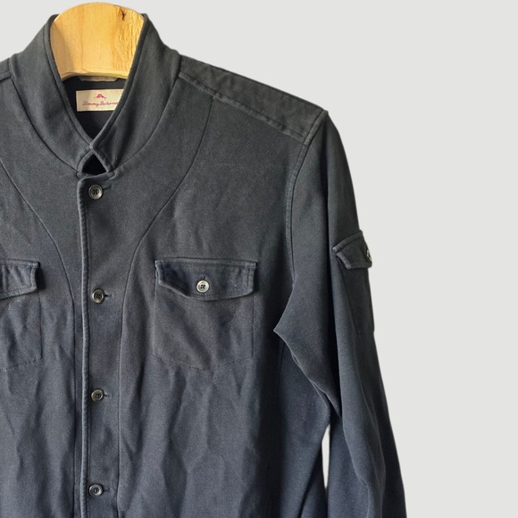 Tommy Bahama Mens Black Pima Cotton Button Front Jacket Shirt - Picture 1 of 8